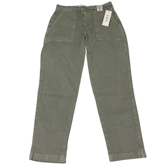 Amo Sybil Military Twill Pant Womens Tapered Fit Low Rise Army Green Size 27 - Picture 3 of 13